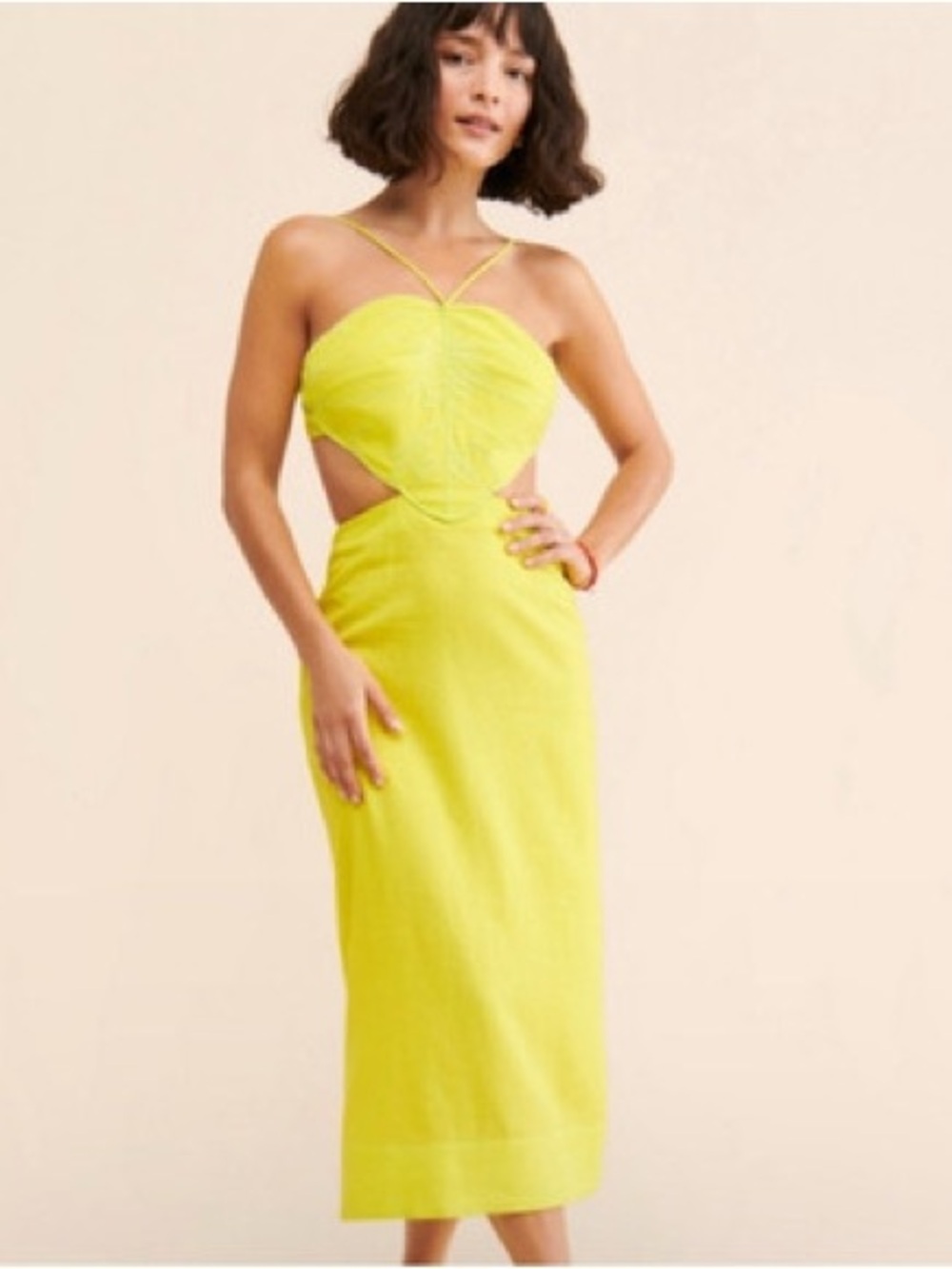 FARM Rio Neon Lime Backless Cutout Midi Dress - Picture 3 of 13